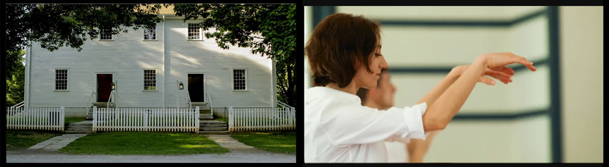 Dancers and Shaker Meeting House